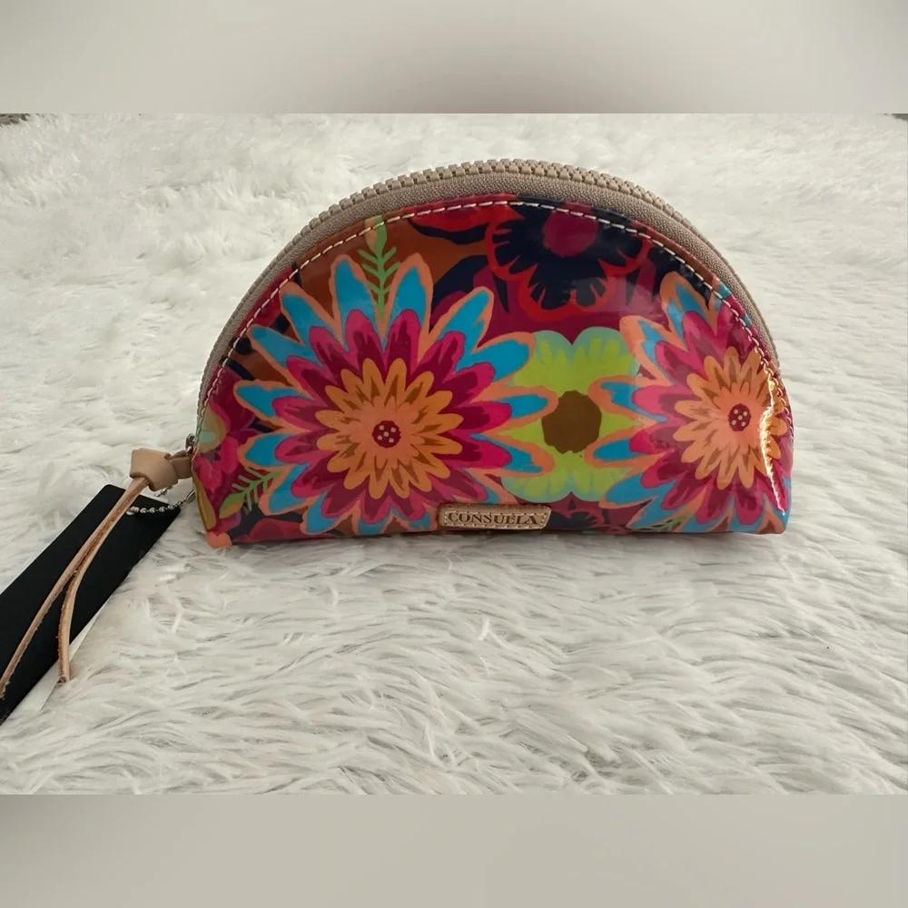 New Consuela Mod Floral Legacy Medium Domed Toiletry Makeup Cosmetic Bag Rare